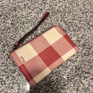 Coach Checkered Pink and Cream Wristlet